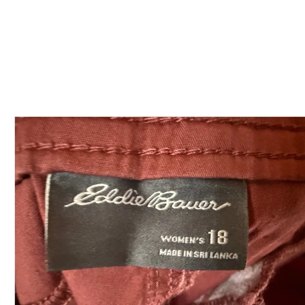 Eddie Bauer Womens Size 18‎ Cropped Chino Pants Casual Crop Red Pink